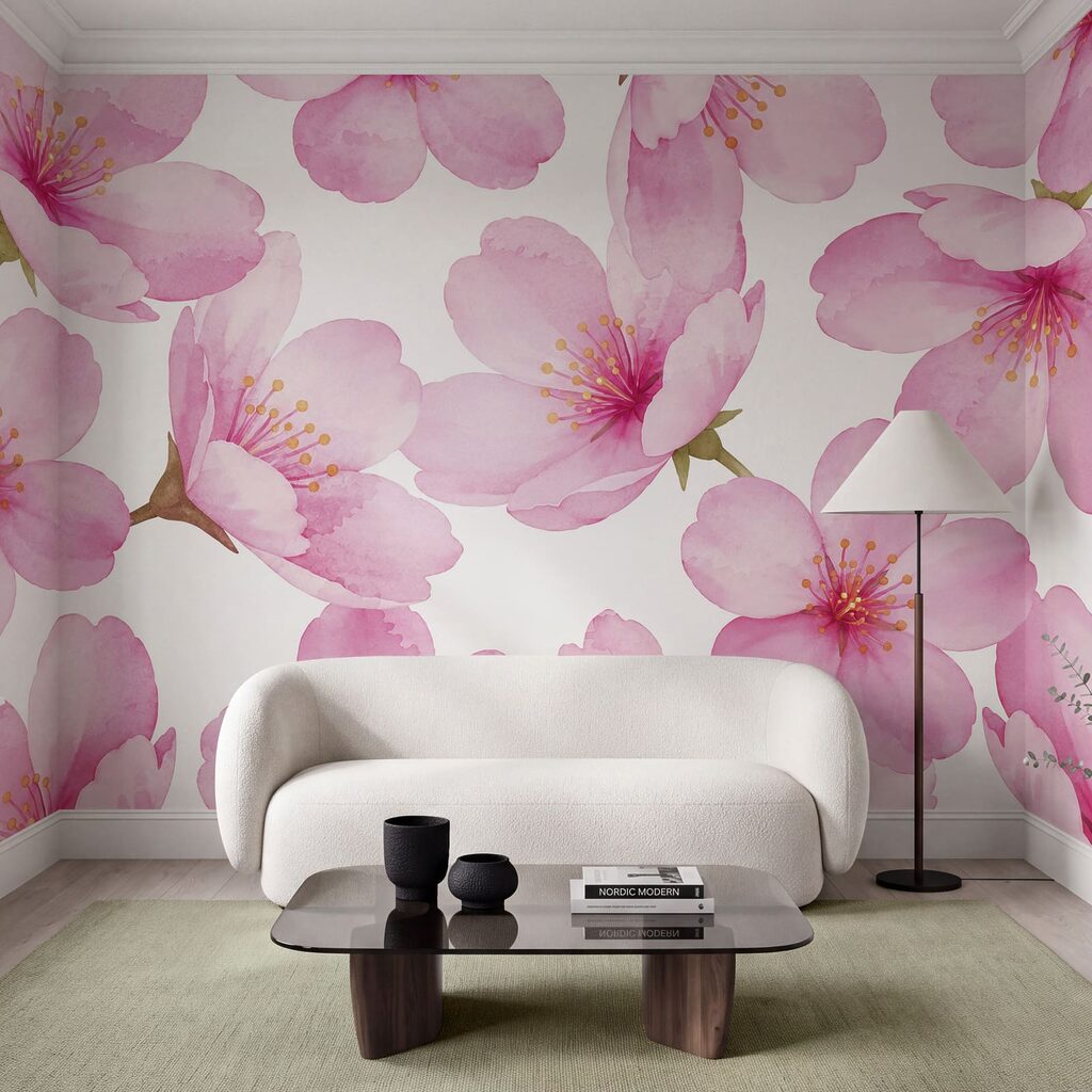 Wall mural Group of pink flowers (SKU: t01132v1)