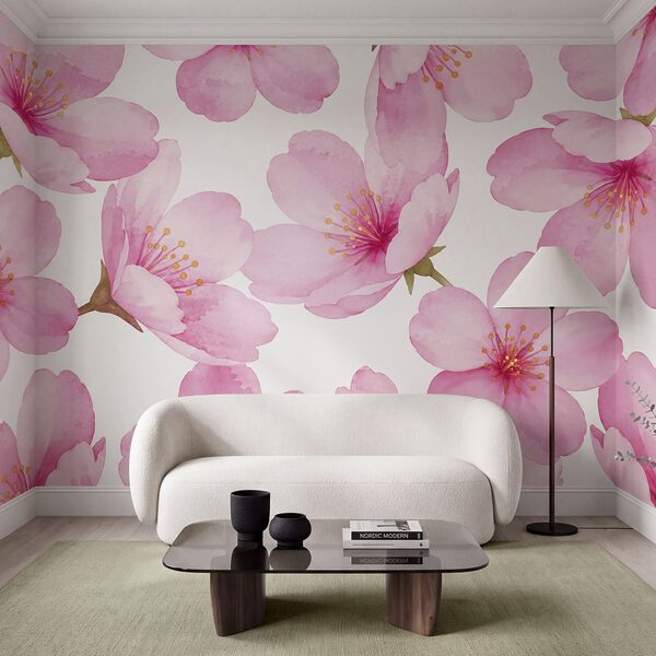 Wall mural Group of pink flowers (SKU: t01132v1)