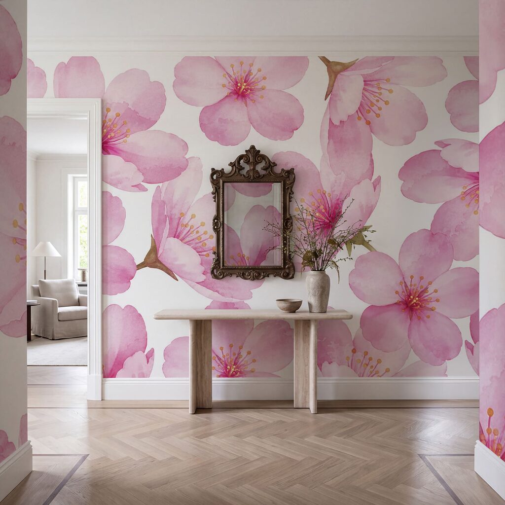 Wall mural Group of pink flowers (SKU: t01132v1)