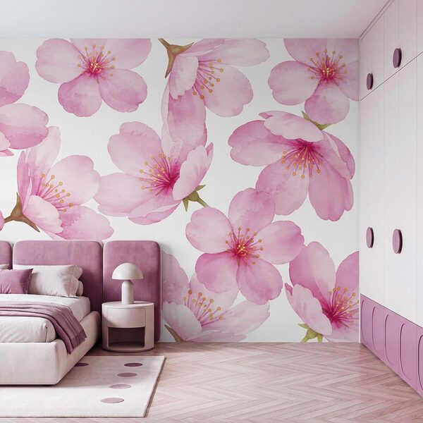 Wall mural Group of pink flowers (SKU: t01132v1)
