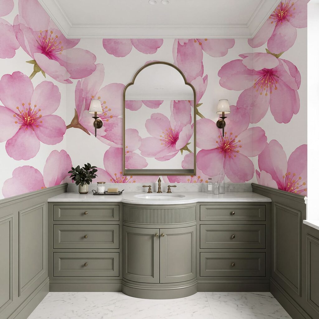 Wall mural Group of pink flowers (SKU: t01132v1)