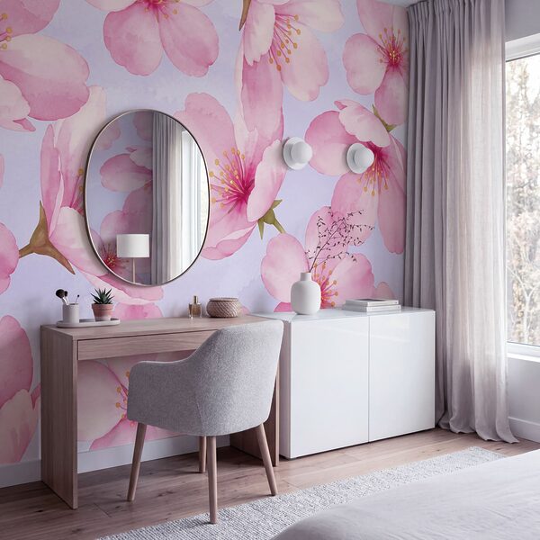 Wall mural Pattern of pink flowers (SKU: t01132v2)