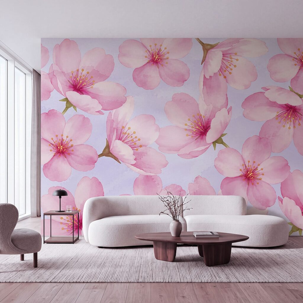Wall mural Pattern of pink flowers (SKU: t01132v2)