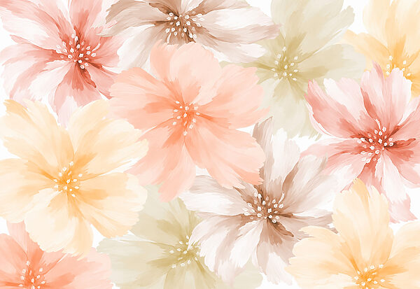 Wall mural Group of flowers on a white background (SKU: t01133)