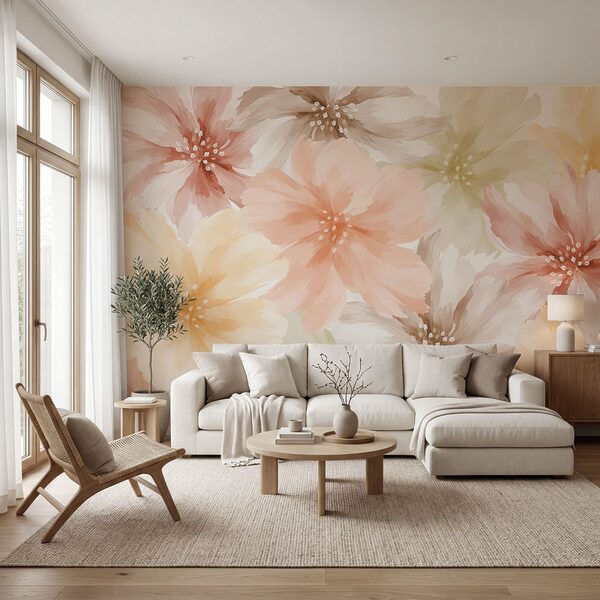 Wall mural Group of flowers on a white background (SKU: t01133)