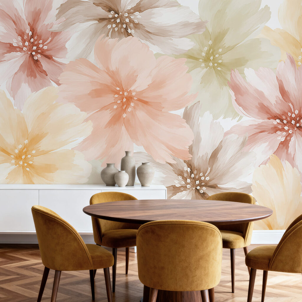 Wall mural Group of flowers on a white background (SKU: t01133)