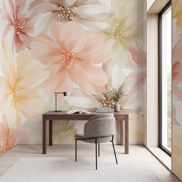 Wall mural Group of flowers on a white background (SKU: t01133)
