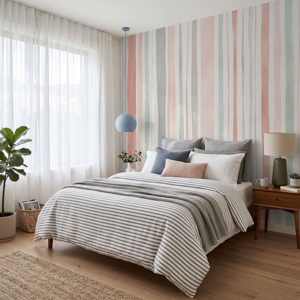 Wall mural Pink and grey striped background (SKU: t01134v1)