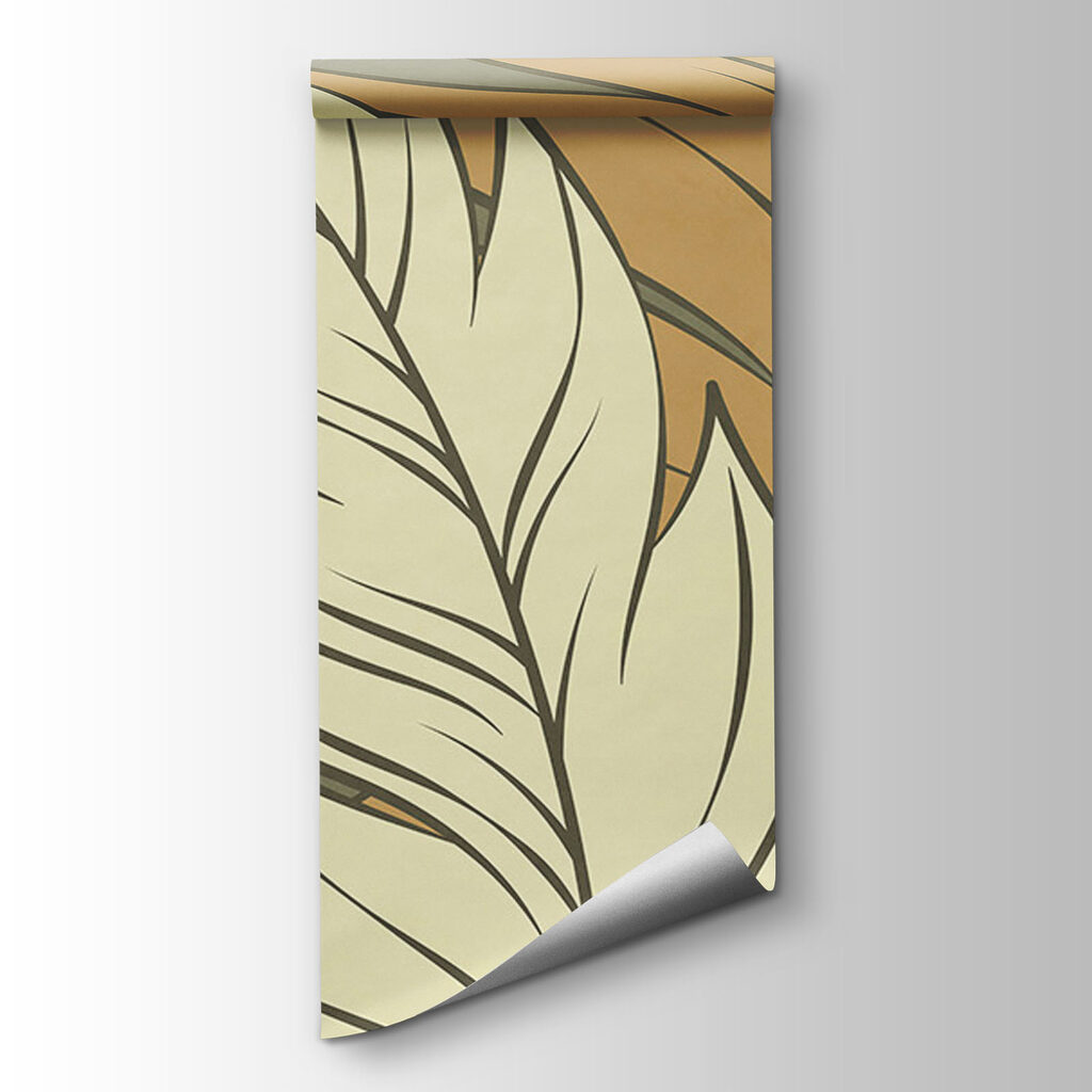 Wall mural Pattern of feathers and leaves (SKU: t01135)