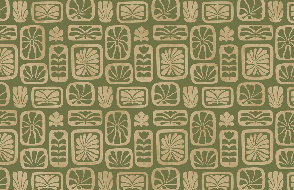 Wall mural Pattern of squares and leaves (SKU: t01156)