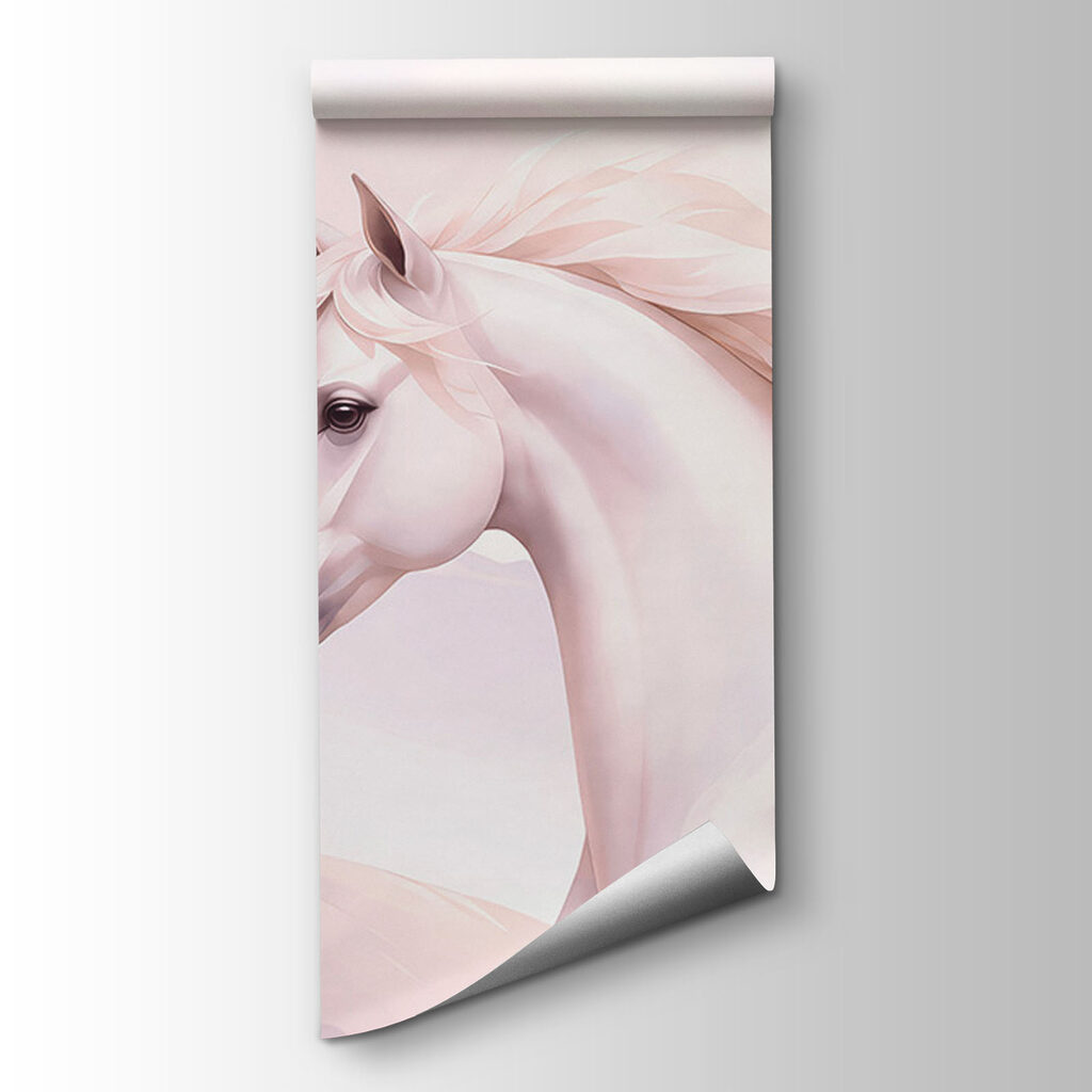 Wall mural White horse running in a snowy landscape (SKU: t01157)