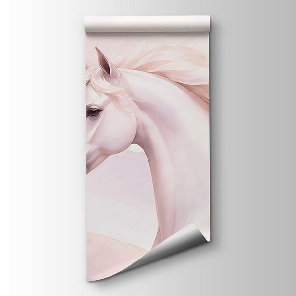 Wall mural White horse running in a snowy landscape (SKU: t01157)
