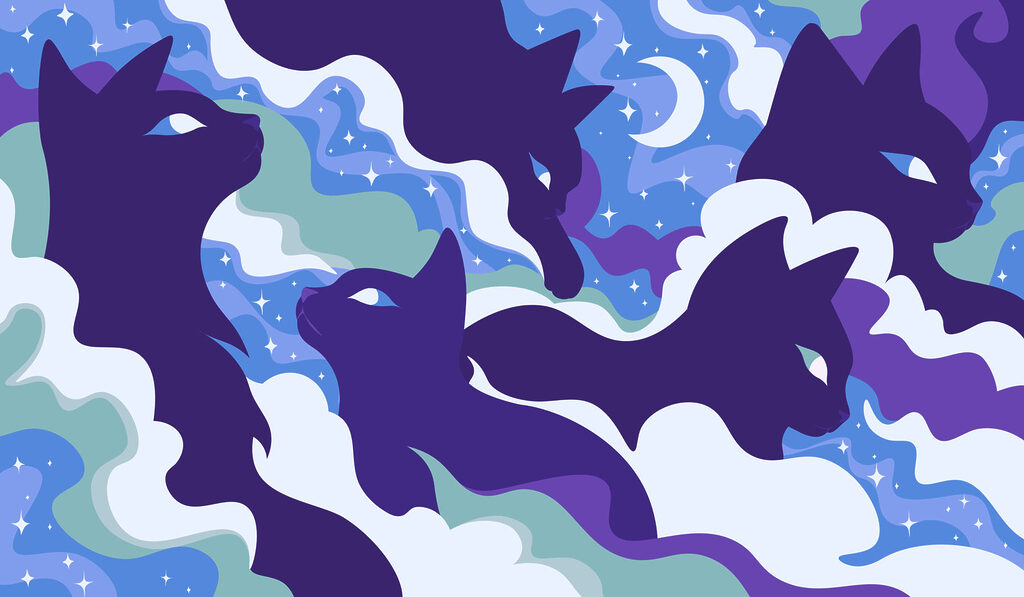 Wall mural Pattern of cats in the sky (SKU: t01136v2)