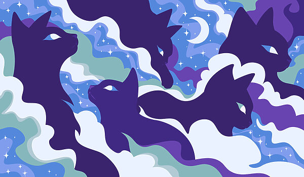 Wall mural Pattern of cats in the sky (SKU: t01136v2)