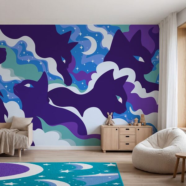 Wall mural Pattern of cats in the sky (SKU: t01136v2)