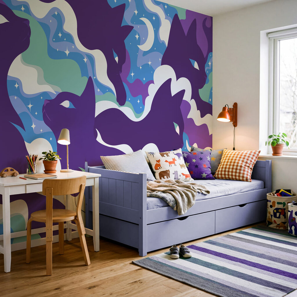 Wall mural Pattern of cats in the sky (SKU: t01136v2)