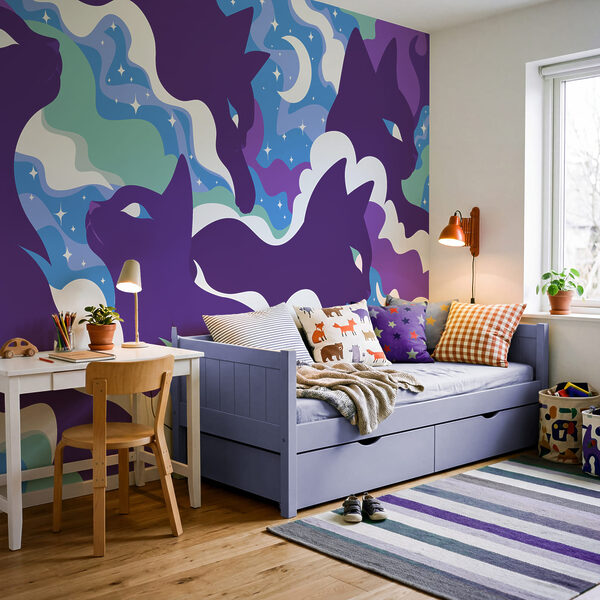 Wall mural Pattern of cats in the sky (SKU: t01136v2)