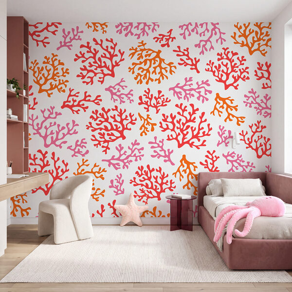 Wall mural Pattern of orange and purple corals (SKU: t01137) Wall mural Pattern of orange and purple corals (SKU: t01137)