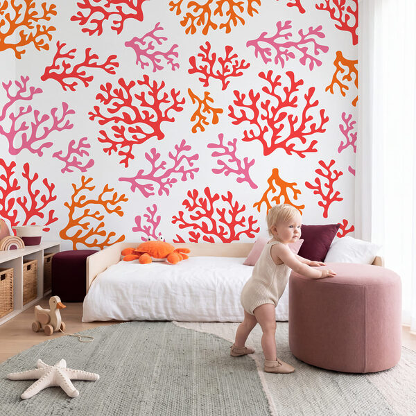 Wall mural Pattern of orange and purple corals (SKU: t01137) Wall mural Pattern of orange and purple corals (SKU: t01137)