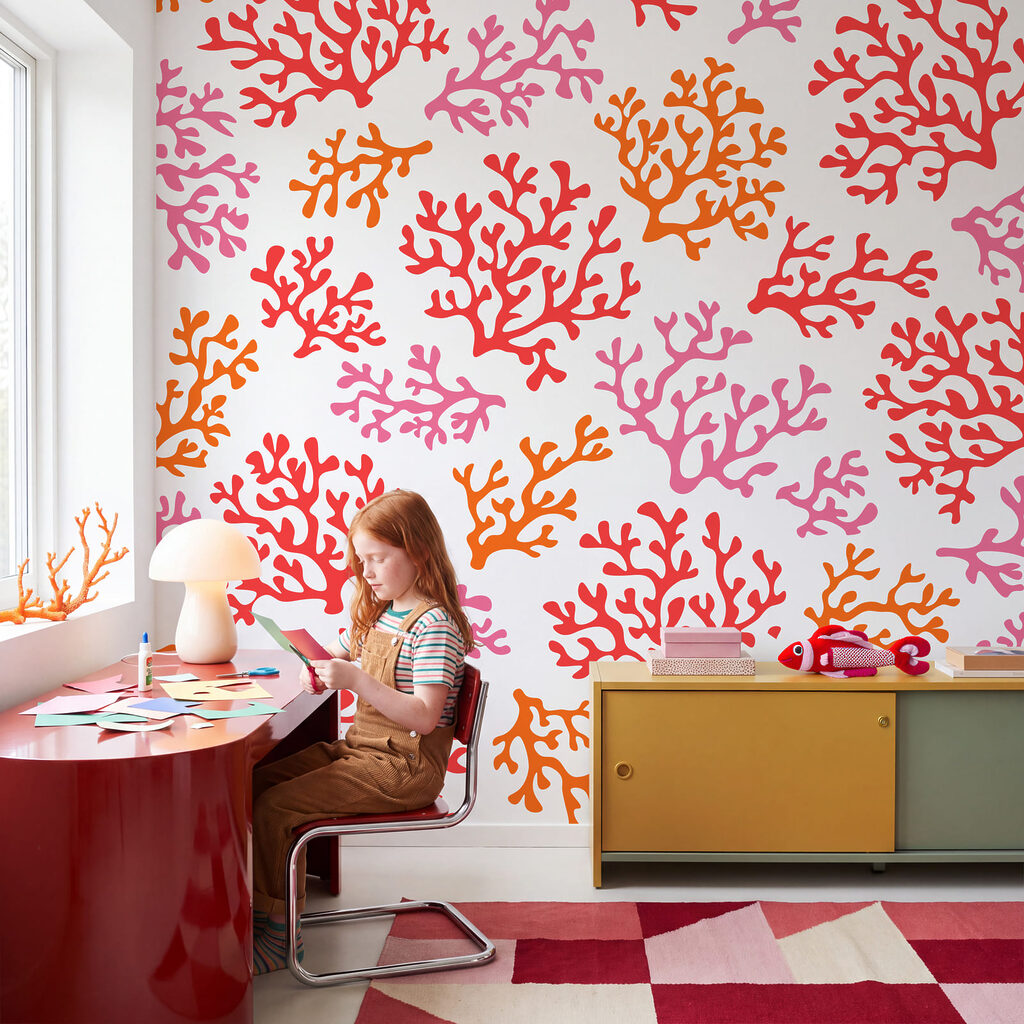 Wall mural Pattern of orange and purple corals (SKU: t01137) Wall mural Pattern of orange and purple corals (SKU: t01137)