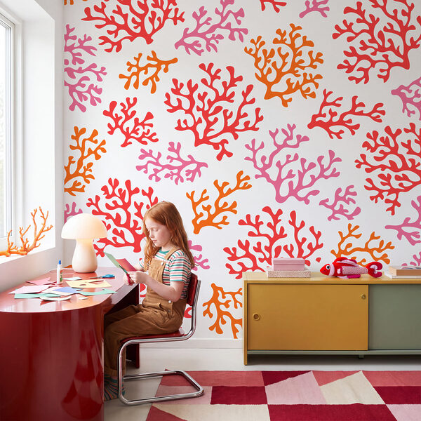 Wall mural Pattern of orange and purple corals (SKU: t01137) Wall mural Pattern of orange and purple corals (SKU: t01137)