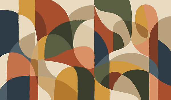 Wall mural Colorful art with curved shapes (SKU: t01138)
