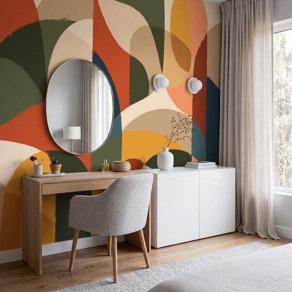 Wall mural Colorful art with curved shapes (SKU: t01138)