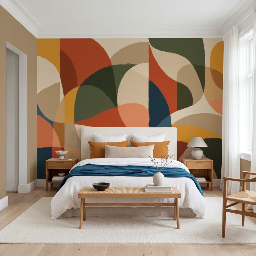 Wall mural Colorful art with curved shapes (SKU: t01138)