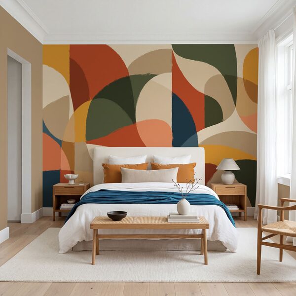 Wall mural Colorful art with curved shapes (SKU: t01138)