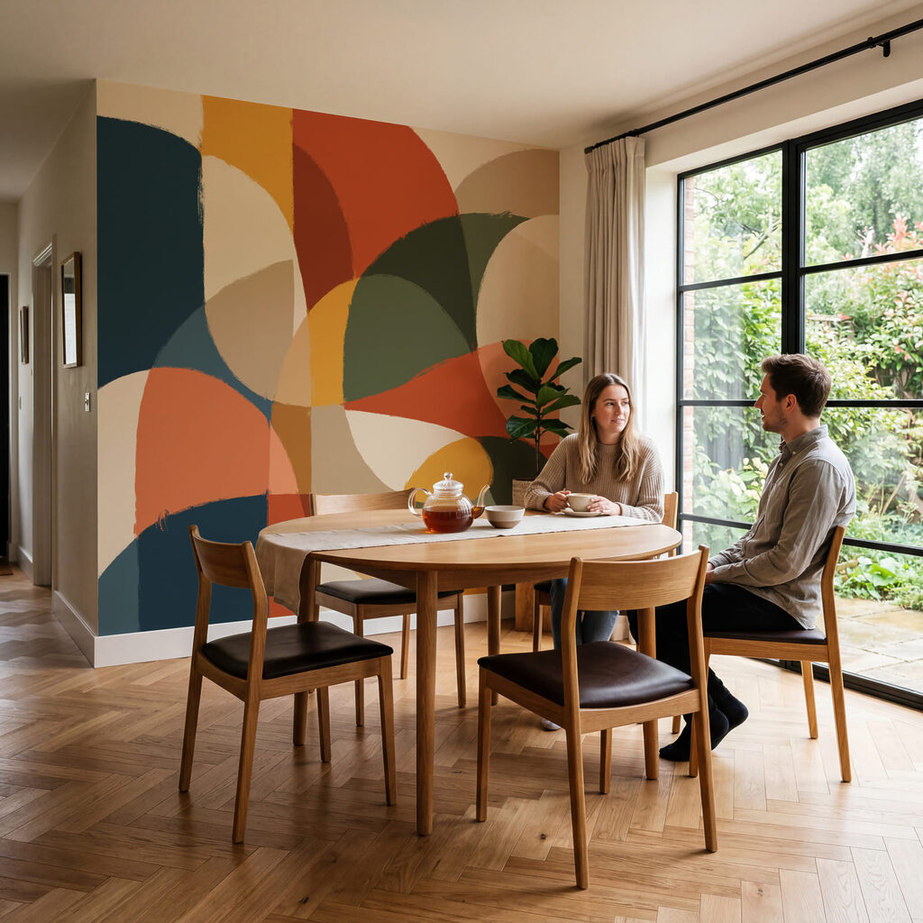 Wall mural Colorful art with curved shapes (SKU: t01138)