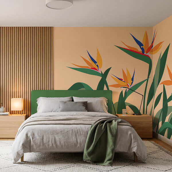 Wall mural Colorful flowers with green leaves (SKU: t01139v1) Wall mural Colorful flowers with green leaves (SKU: t01139v1)