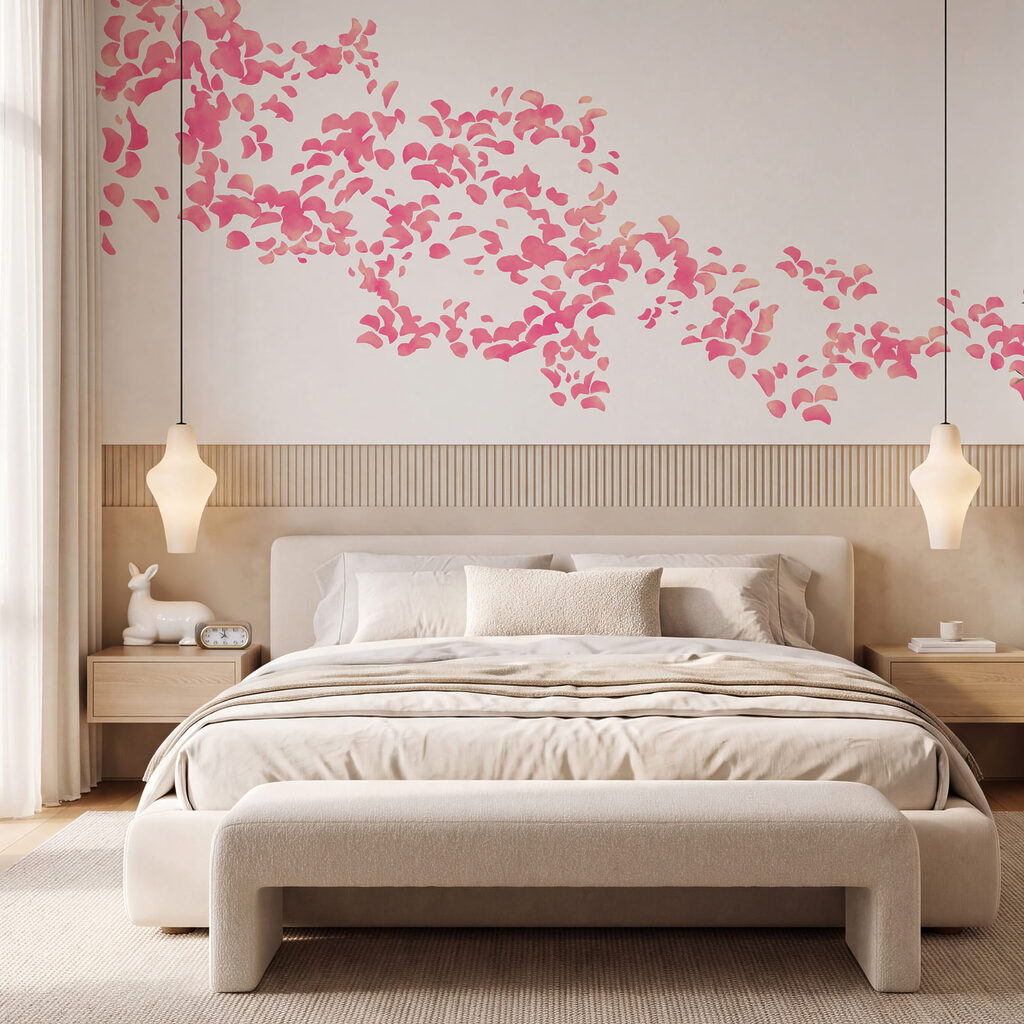 Wall mural Group of pink petals (SKU: t01140v1) Wall mural Group of pink petals (SKU: t01140v1)