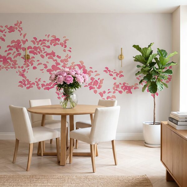 Wall mural Group of pink petals (SKU: t01140v1) Wall mural Group of pink petals (SKU: t01140v1)