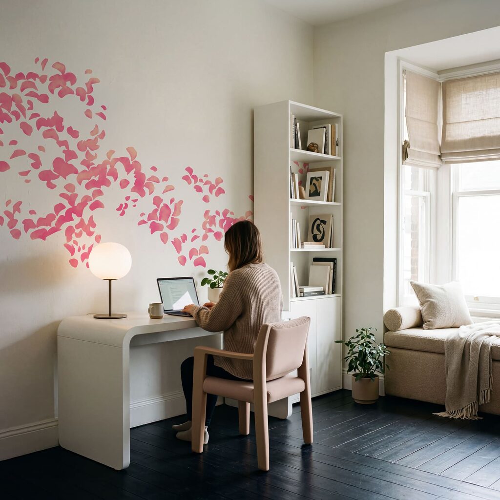 Wall mural Group of pink petals (SKU: t01140v1) Wall mural Group of pink petals (SKU: t01140v1)