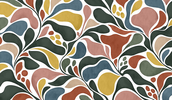 Wall mural Colorful pattern with leaves (SKU: t01142)