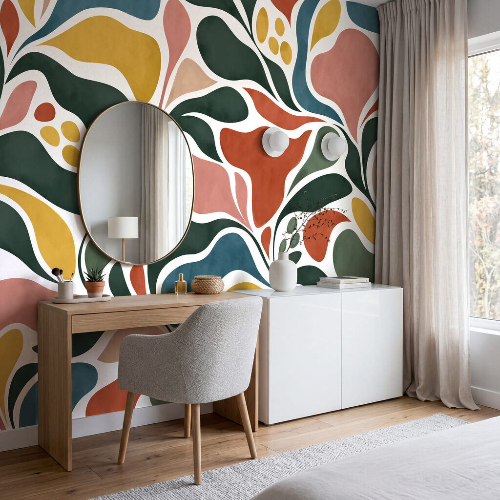 Wall mural Colorful pattern with leaves (SKU: t01142)