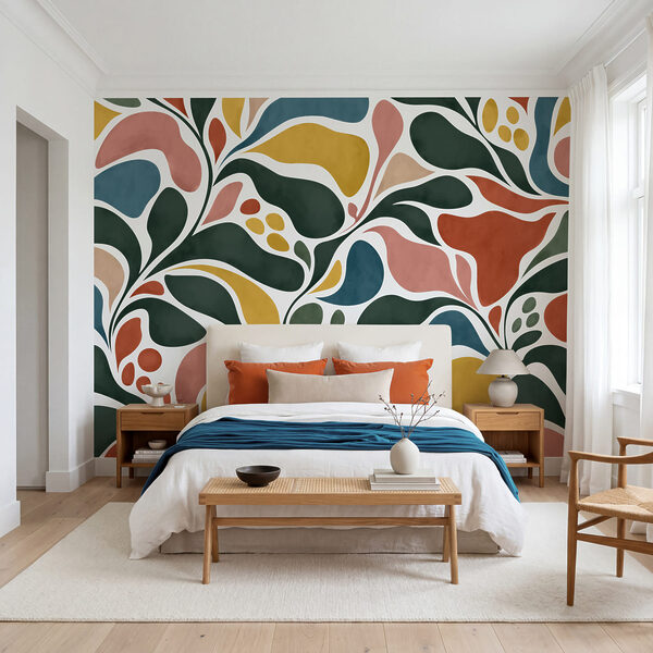 Wall mural Colorful pattern with leaves (SKU: t01142)