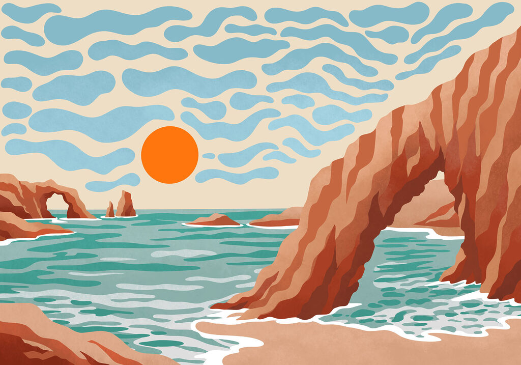 Wall mural Beach with rocks and water (SKU: t01163)