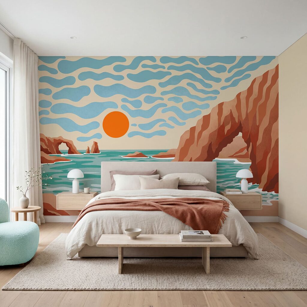 Wall mural Beach with rocks and water (SKU: t01163)