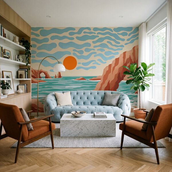 Wall mural Beach with rocks and water (SKU: t01163)
