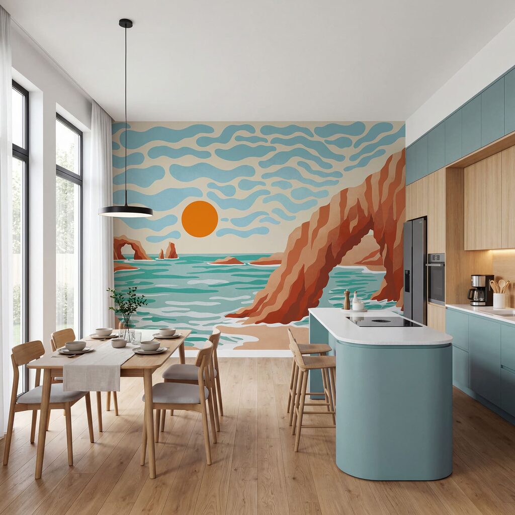 Wall mural Beach with rocks and water (SKU: t01163)