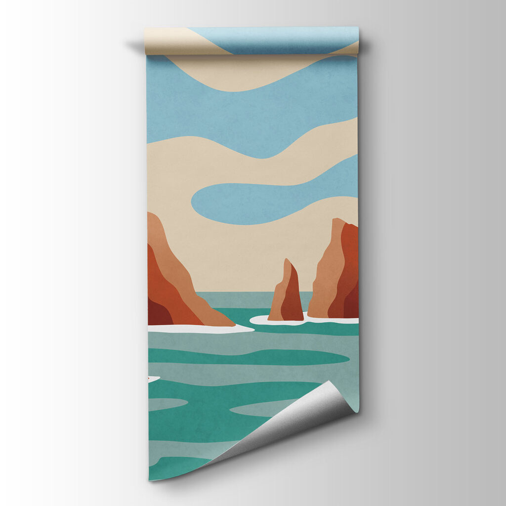 Wall mural Beach with rocks and water (SKU: t01163)