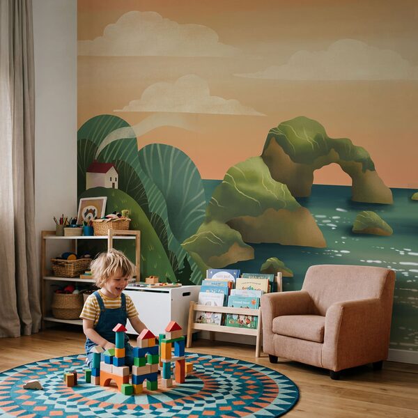 Wall mural Landscape of a body of water with rocks and trees (SKU: t01165) Wall mural Landscape of a body of water with rocks and trees (SKU: t01165)