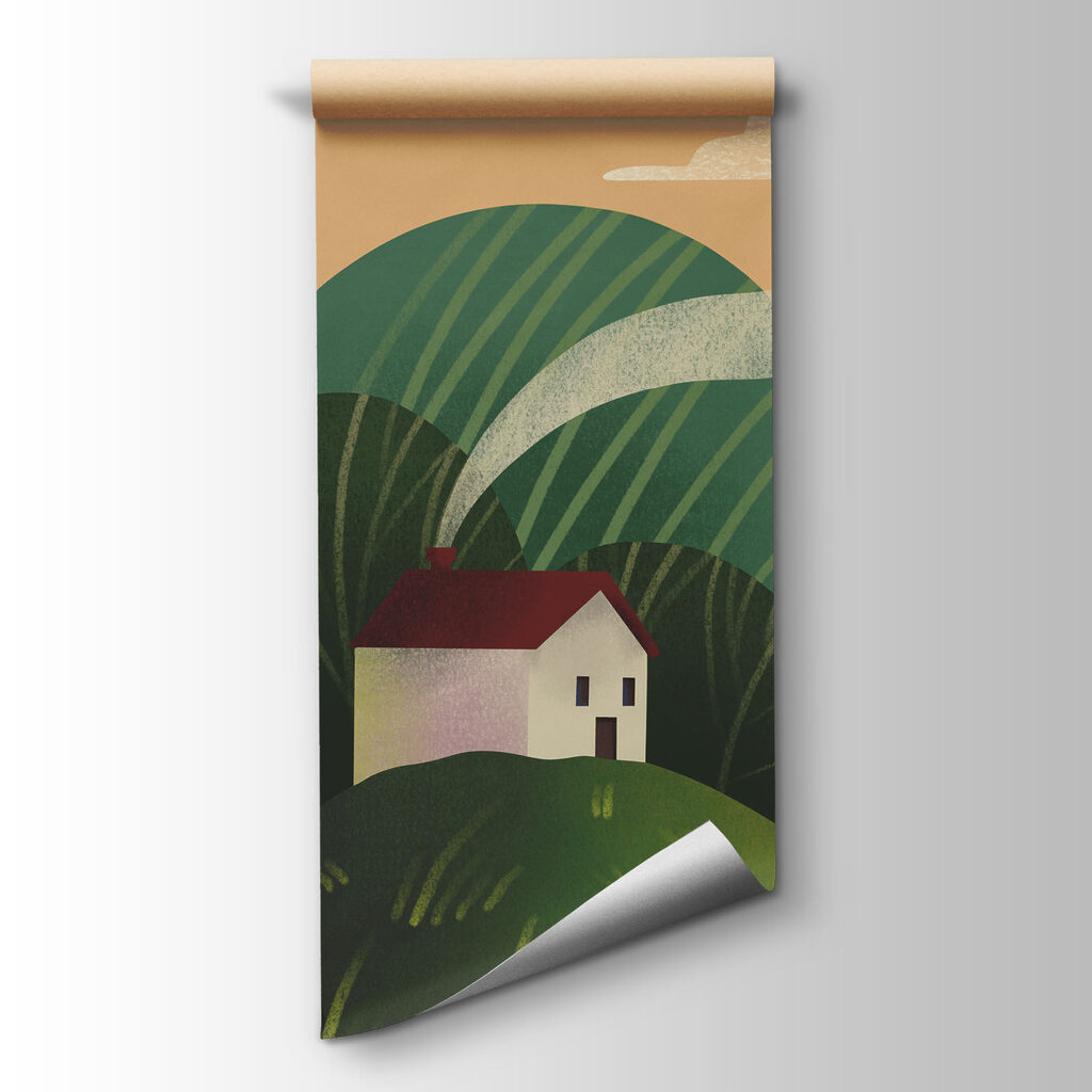 Wall mural Landscape of a body of water with rocks and trees (SKU: t01165) Wall mural Landscape of a body of water with rocks and trees (SKU: t01165)