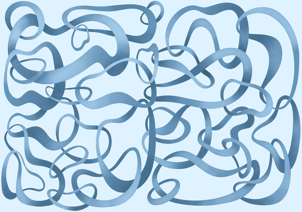 Wall mural Blue swirly lines on a white background (SKU: t01168v1)