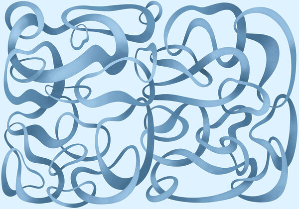 Wall mural Blue swirly lines on a white background (SKU: t01168v1)