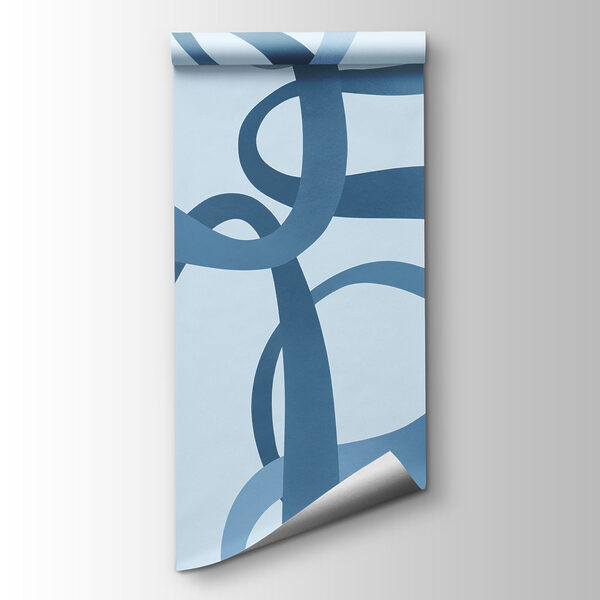 Wall mural Blue swirly lines on a white background (SKU: t01168v1)