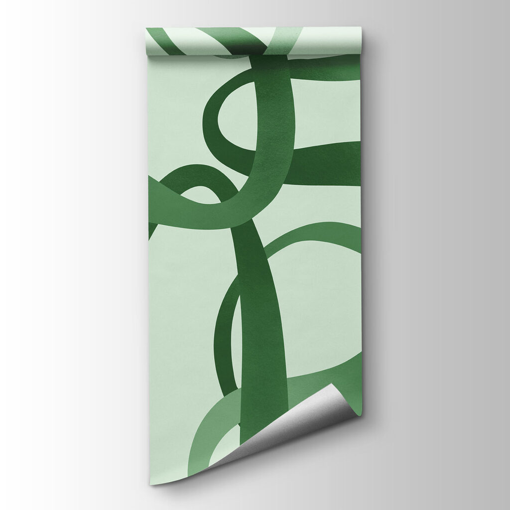 Wall mural Green curly lines on a white background (SKU: t01168v2) Wall mural Green curly lines on a white background (SKU: t01168v2)