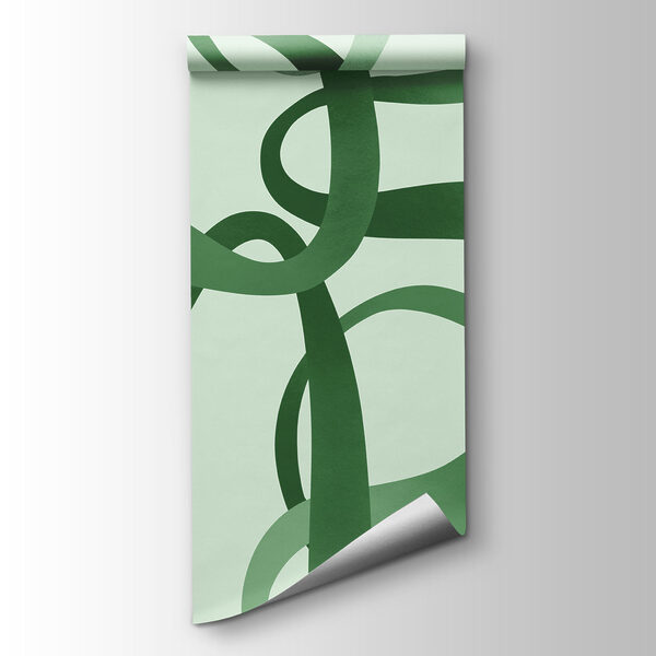 Wall mural Green curly lines on a white background (SKU: t01168v2) Wall mural Green curly lines on a white background (SKU: t01168v2)