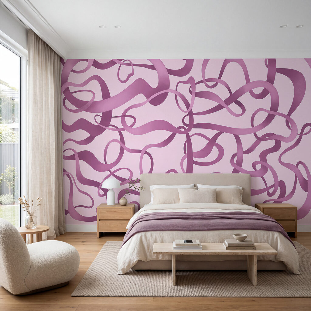 Wall mural Pink and purple swirly lines (SKU: t01168v3) Wall mural Pink and purple swirly lines (SKU: t01168v3)